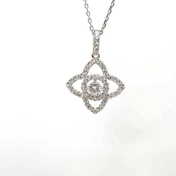 Bella Luce, Alhambra Round Diamond Simulant 925 Sterling Silver Pendant 18" - Picture 3 of 4